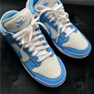 Nike Blue and White mid Dunks sized women’s 9